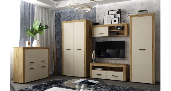 Televizní stolek TILIFOLIA, dub kraft zlatý/vanilka