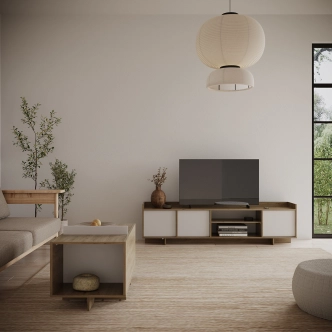 Televizní stolek TORZEL, dub royal/bílá