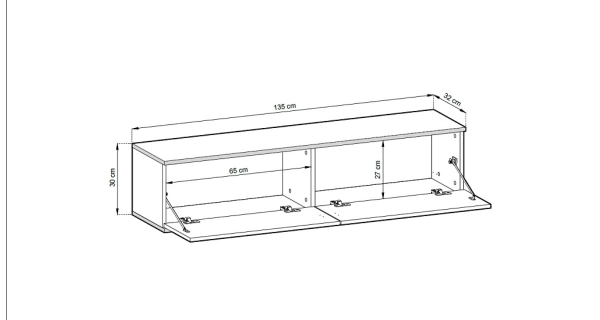 Televizní stolek TUNIS 135 cm, šedá