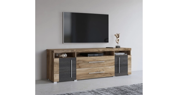 Televizní stolek TYLTA 2D2S, ořech satin/touchwood