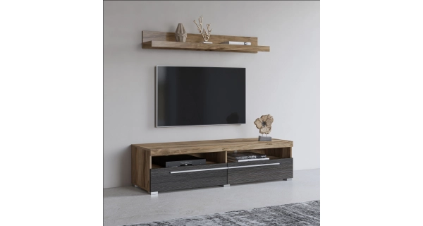 Televizní stolek TYLTA + police, ořech satin/touchwood