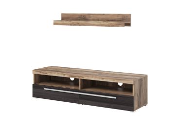 Televizní stolek TYLTA + police, ořech satin/touchwood