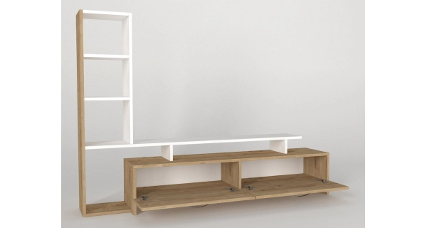 Televizní stolek TYRA s regálem, sapphire/bílá