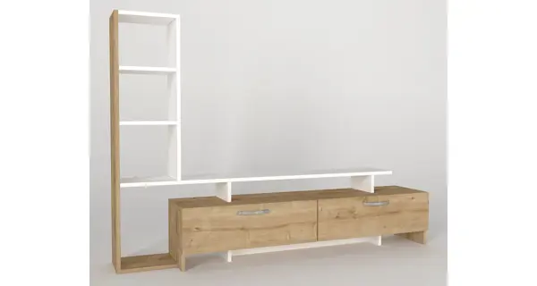 Televizní stolek TYRA s regálem, sapphire/bílá