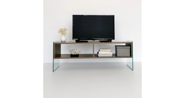 Televizní stolek VALGAR, vlašský ořech/sklo