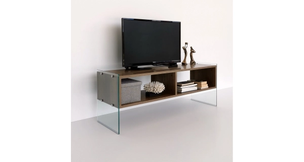 Televizní stolek VALGAR, vlašský ořech/sklo