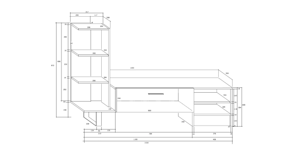 Televizní stolek VANIMO, dub sonoma/bílý lesk, 5 let záruka