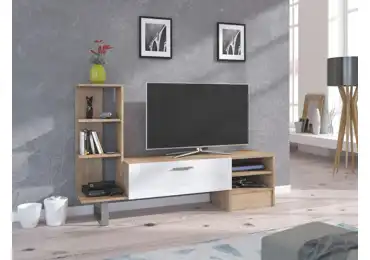 Televizní stolek VANIMO, dub sonoma/bílý lesk