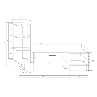 Televizní stolek VANIMO, dub sonoma/bílý lesk