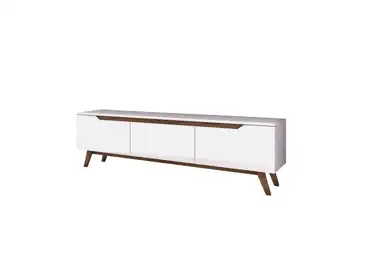 Televizní stolek VELVER, bílá/vlašský ořech 2