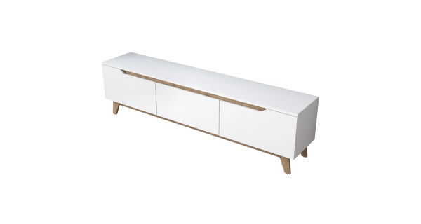 Televizní stolek VELVER, bílá/vlašský ořech