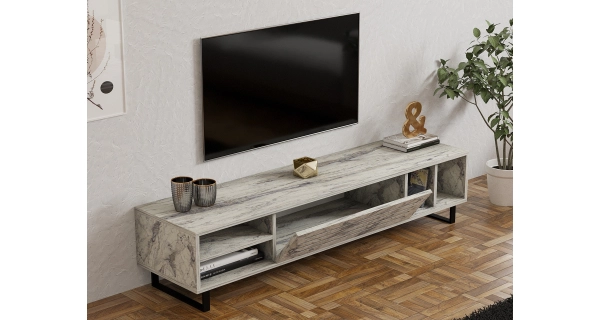 Televizní stolek VELZEL, mramor