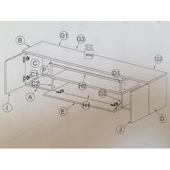 Televizní stolek WINDOW, bílá/beton