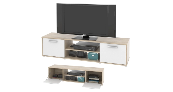 Televizní stolek ZU01, dub sonoma/bílá