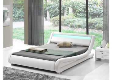 TENREP čalouněná postel s roštem a LED osvětlením  160x200 cm, bílá