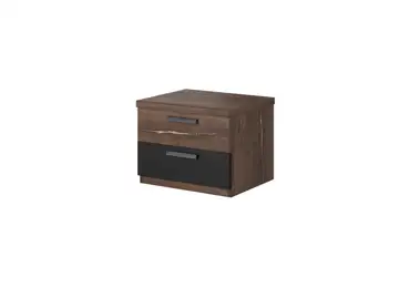 THANE noční stolek, dub flagstaff s měďenou nitkou/černý supermat