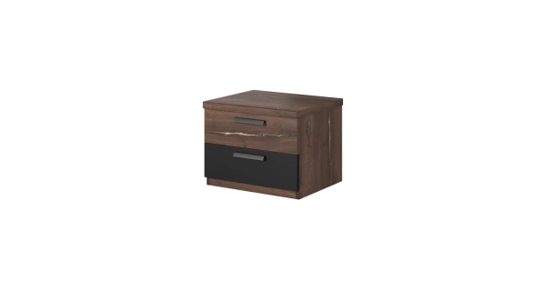 THANE noční stolek, dub flagstaff s měďenou nitkou/černý supermat