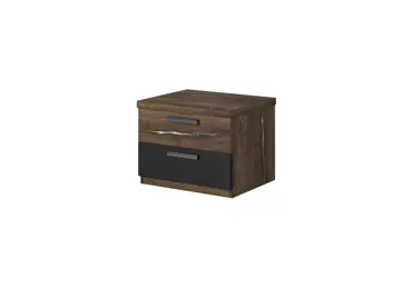 THANE noční stolek, dub flagstaff se stříbrnou nitkou/černý supermat