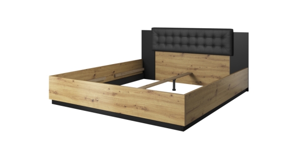 THANE postel 160x200 cm, dub artisan/černý supermat
