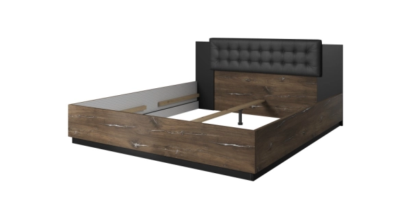 THANE postel 180x200 cm, dub flagstaff se stříbrnou nitkou/černý supermat