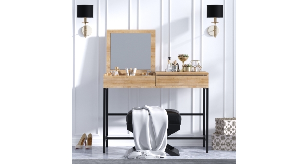 Toaletní stolek BERINGO , dub/černá