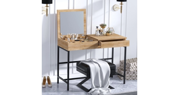 Toaletní stolek BERINGO , dub/černá