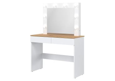 Toaletní stolek BORROMEO s osvětlením, bíla/dub evoke