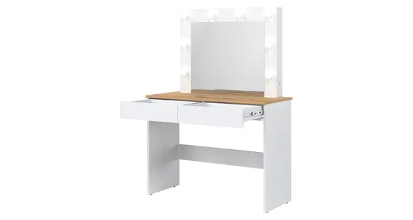 Toaletní stolek BORROMEO s osvětlením, bíla/dub evoke