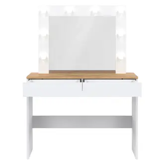 Toaletní stolek BORROMEO s osvětlením, bíla/dub evoke