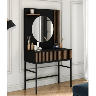 Toaletní stolek CHRISTOBEL, černý mat/dub artisan