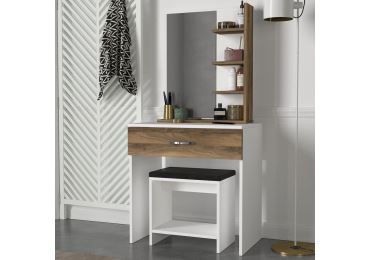 Toaletní stolek FREIRINA, bílá/vlašský ořech