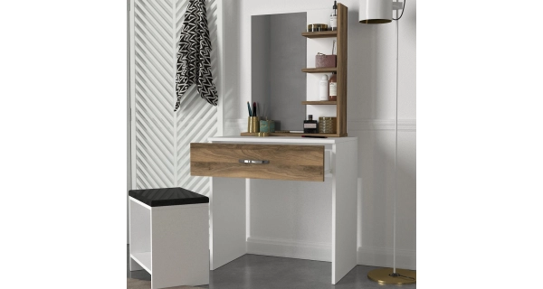 Toaletní stolek FREIRINA, bílá/vlašský ořech