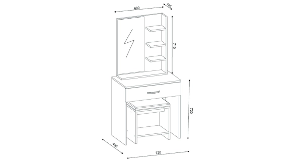 Toaletní stolek FREIRINA, bílá/vlašský ořech