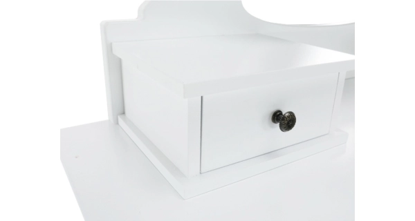 Toaletní stolek HORTENZIE s taburetem, bílá/stříbrná