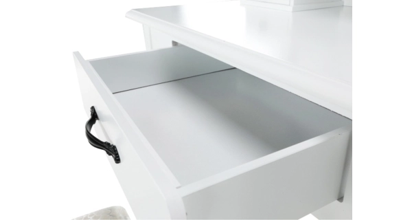 Toaletní stolek HORTENZIE s taburetem, bílá/stříbrná