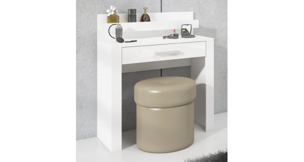 Toaletní stolek MOLTENO, bílá/bílý lesk, 5 let záruka