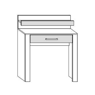Toaletní stolek MOLTENO, bílá/černý lesk
