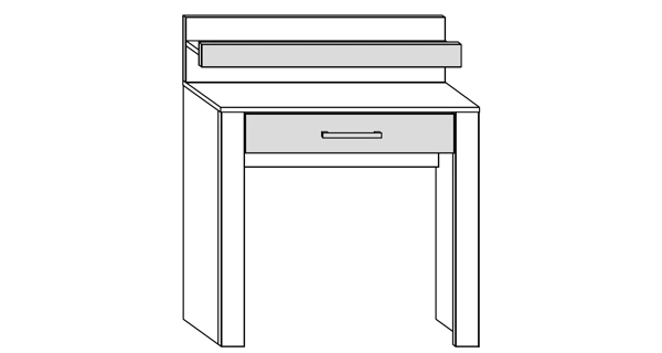 Toaletní stolek MOLTENO, bílá/černý lesk