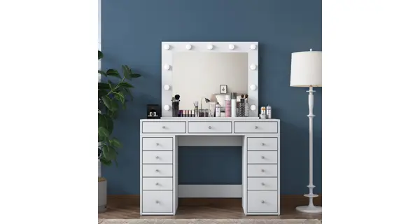 Toaletní stolek REMNOR s osvětlením, bílá