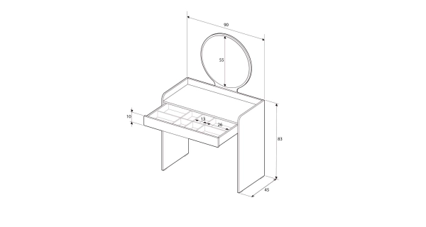 Toaletní stolek TELMEN, bílá DOPRODEJ