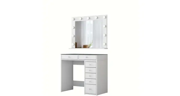 Toaletní stolek TELVINOR s osvětlením, bílá