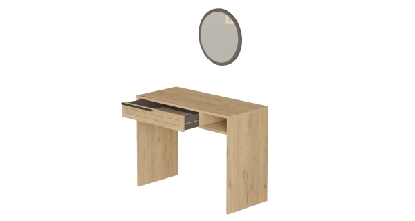 Toaletní stolek VELVON se zrcadlem, vlašský ořech/dub