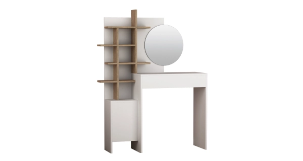 Toaletní stolek WINMEN, bílá/dub