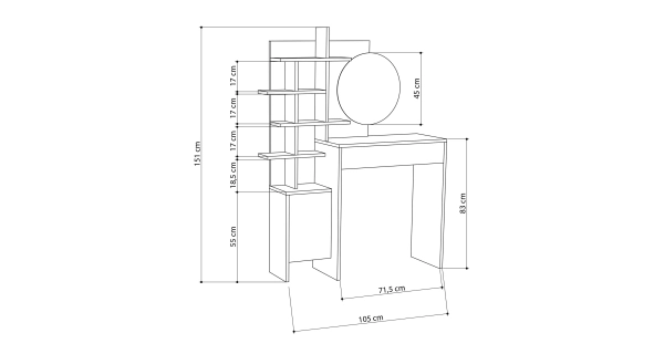 Toaletní stolek WINMEN, bílá/dub