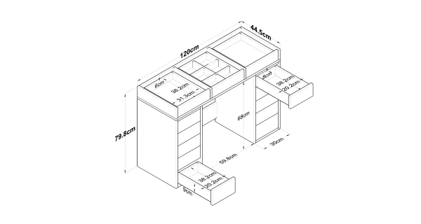 Toaletní stolek ZALVER, bílá