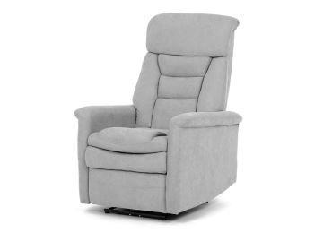 TV a relaxační křeslo JORDORZAN s el. ovládáním, stříbrná látka