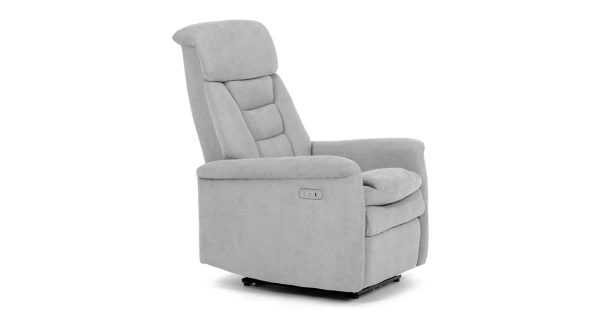 TV a relaxační křeslo JORDORZAN s el. ovládáním, stříbrná látka