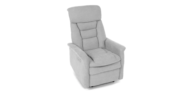 TV a relaxační křeslo JORDORZAN s el. ovládáním, stříbrná látka