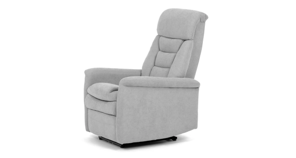 TV a relaxační křeslo JORDORZAN s el. ovládáním, stříbrná látka