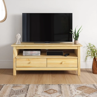 TV stolek 2 zásuvky DWAYNE, masiv borovice